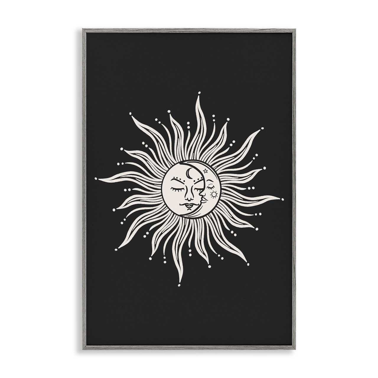 Stupell Industries Celestial Sun on Black Framed Giclee Wall Art Design by JJ Design House LLC